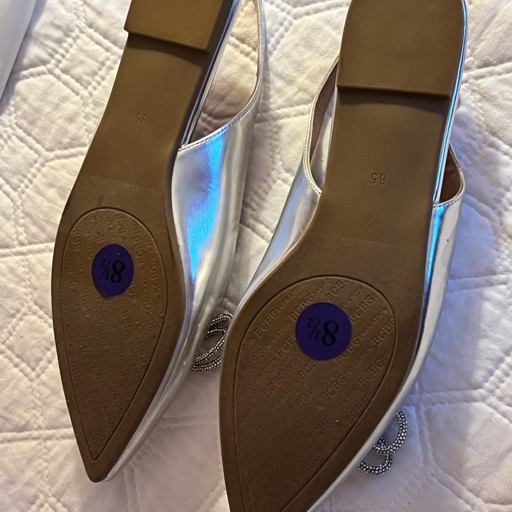 Bcbgeneration Silver Slingback Flats - image 6